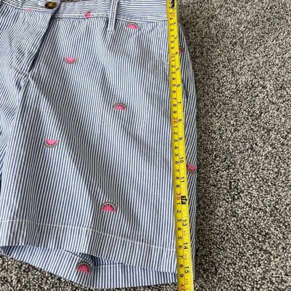 Talbots Girlfriend Chino Shorts Watermelon Print Blue White Stripes Cotton 2 - Picture 10 of 12